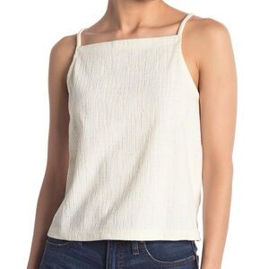 Madewell seersucker square neck apron tank.
